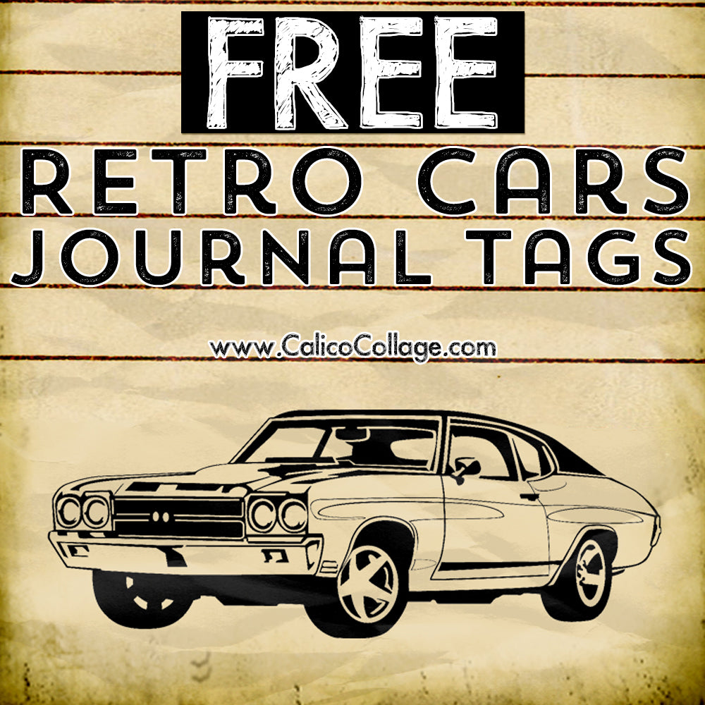 Free Retro Cars Journaling Tags – CalicoCollage