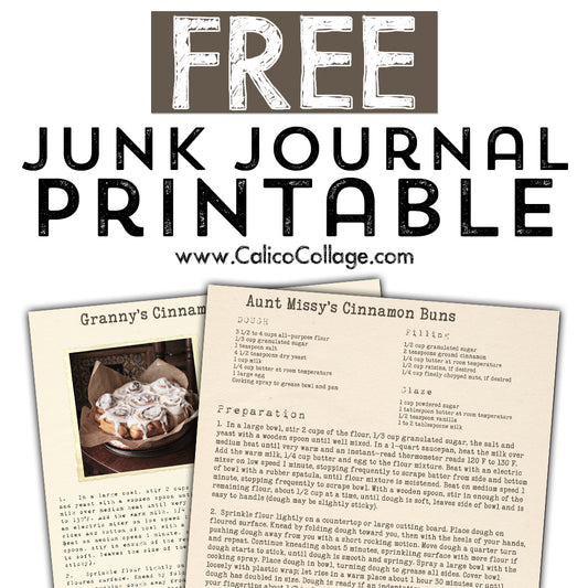 Vintage Recipes Junk Journal Printable