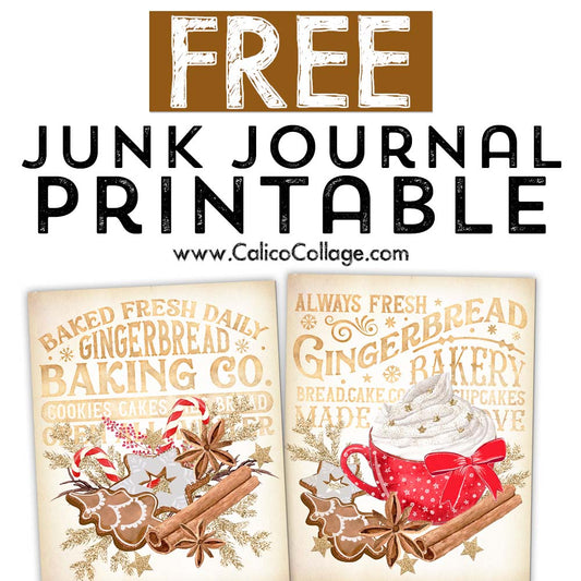 Free Gingerbread Cookie Junk Journal Printable