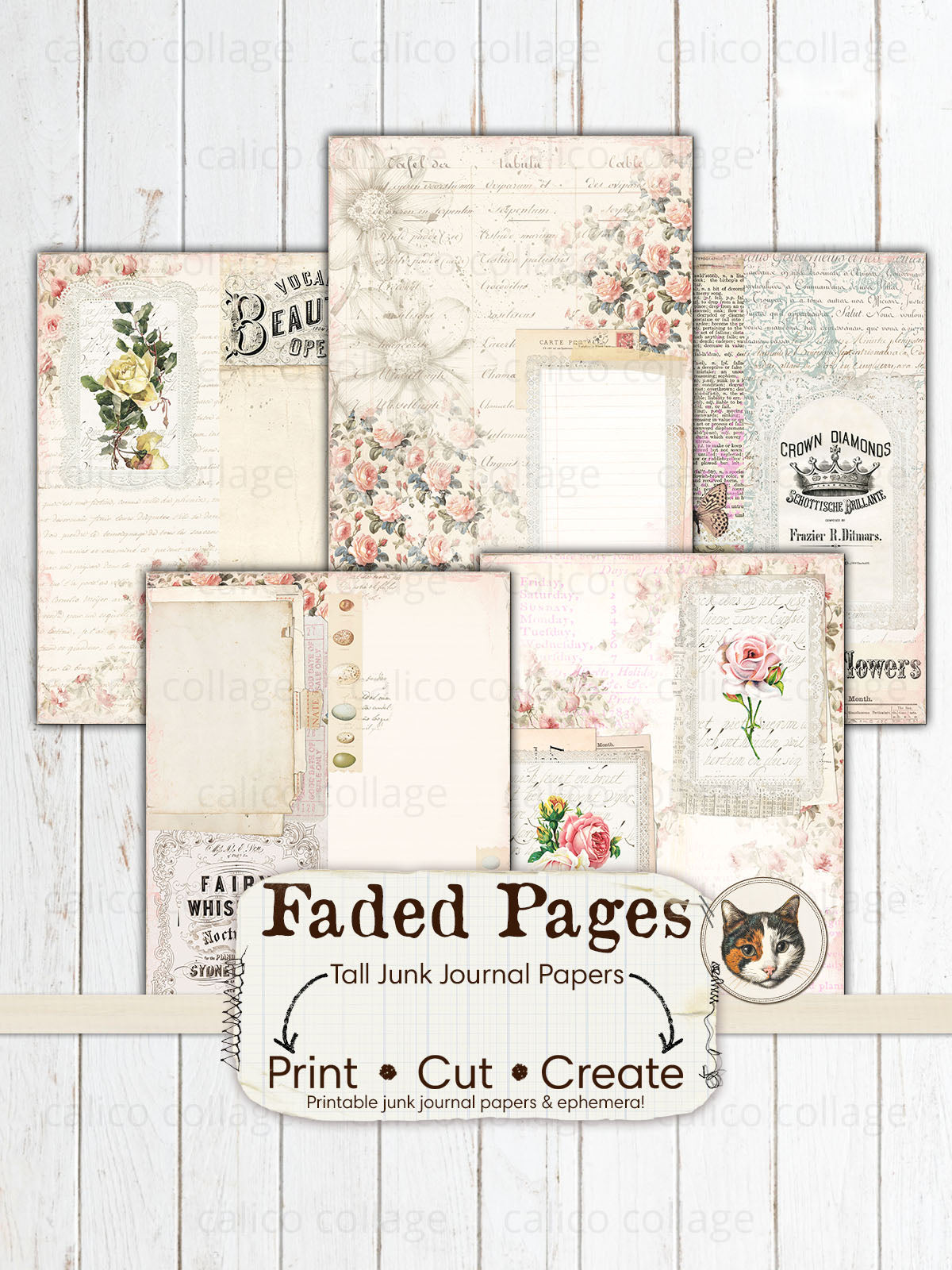 Tall Junk Journal Papers, Antique Papers