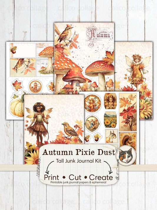 Autumn Fairy Junk Journal Kit, Fall Ephemera