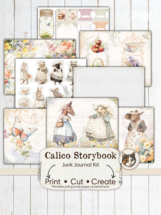 Beatrix Potter Inspired Junk Journal Kit, Calico Storybook