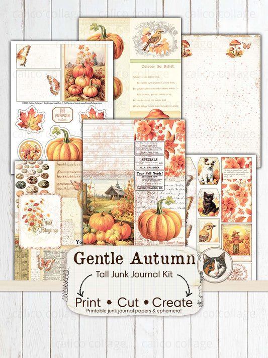 Autumn Ephemera Tall Junk Journal Kit, Fall Ephemera