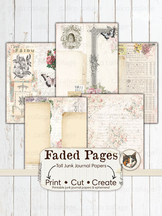 Tall Junk Journal Papers, Antique Papers