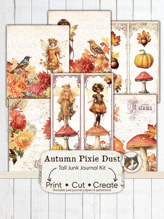 Autumn Fairy Junk Journal Kit, Fall Ephemera