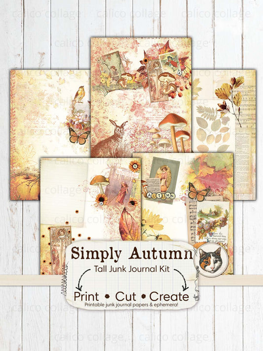 Simply Autumn Tall Junk Journal Kit, Fall Ephemera
