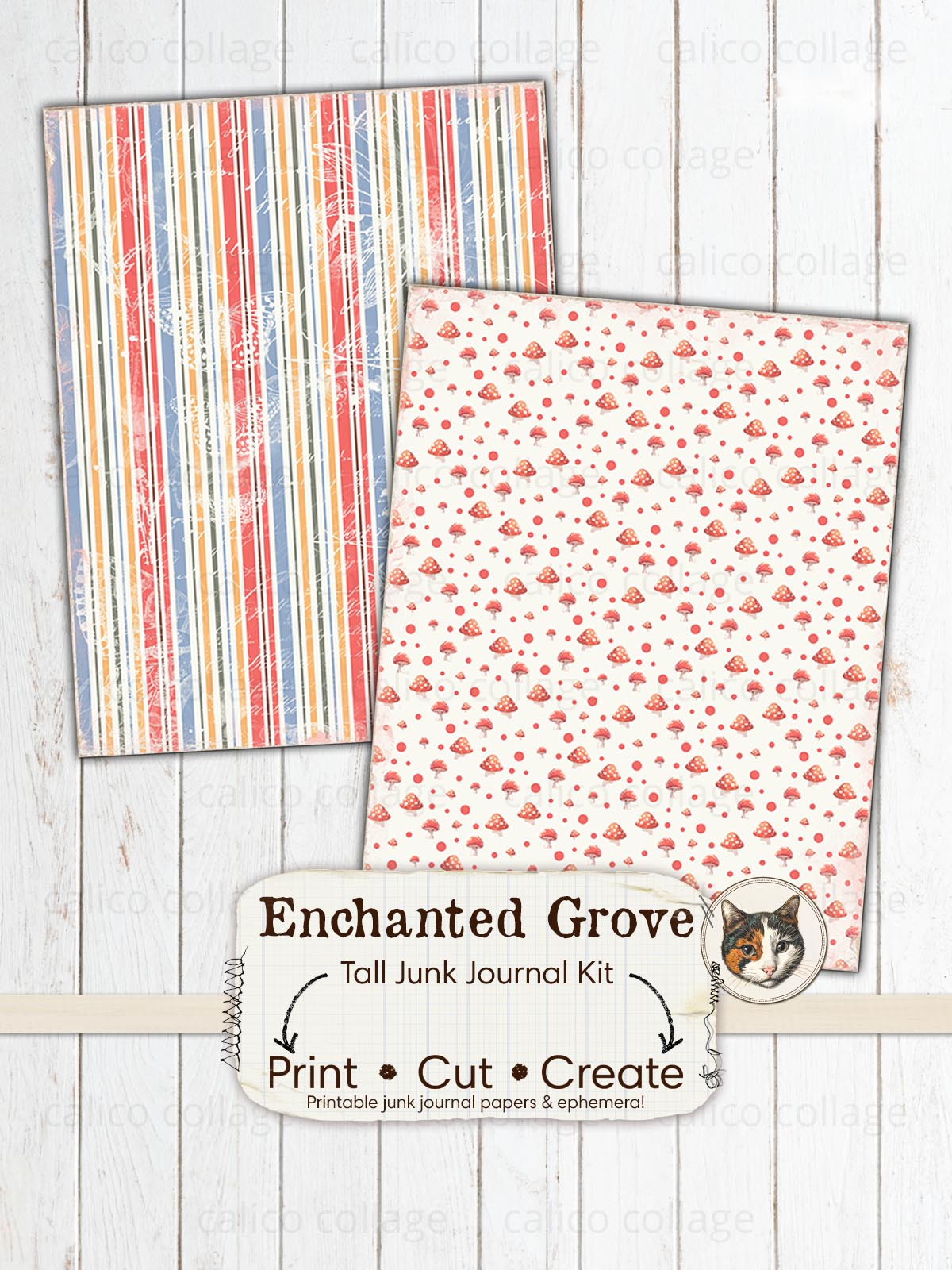 Gnome Junk Journal Kit, Cottagecore Ephemera