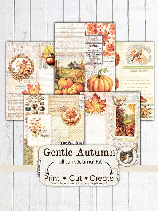 Autumn Ephemera Tall Junk Journal Kit, Fall Ephemera