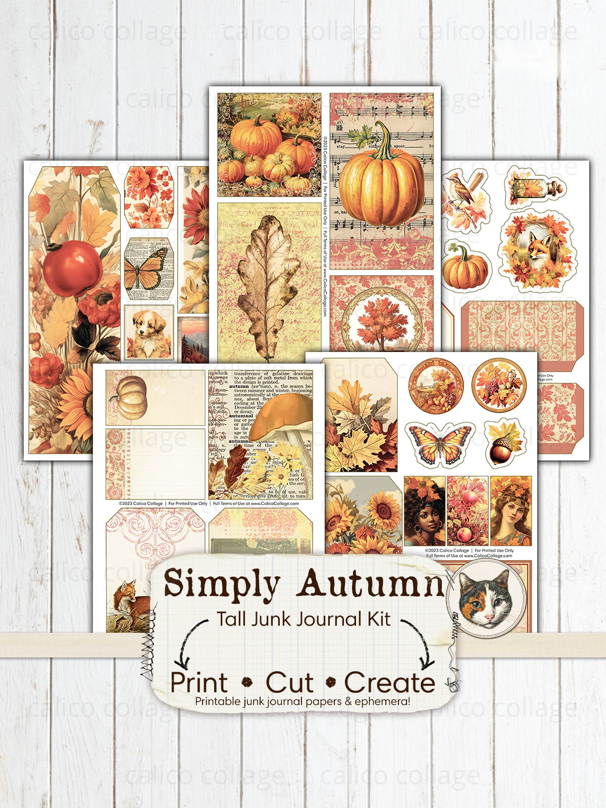Simply Autumn Tall Junk Journal Kit, Fall Ephemera