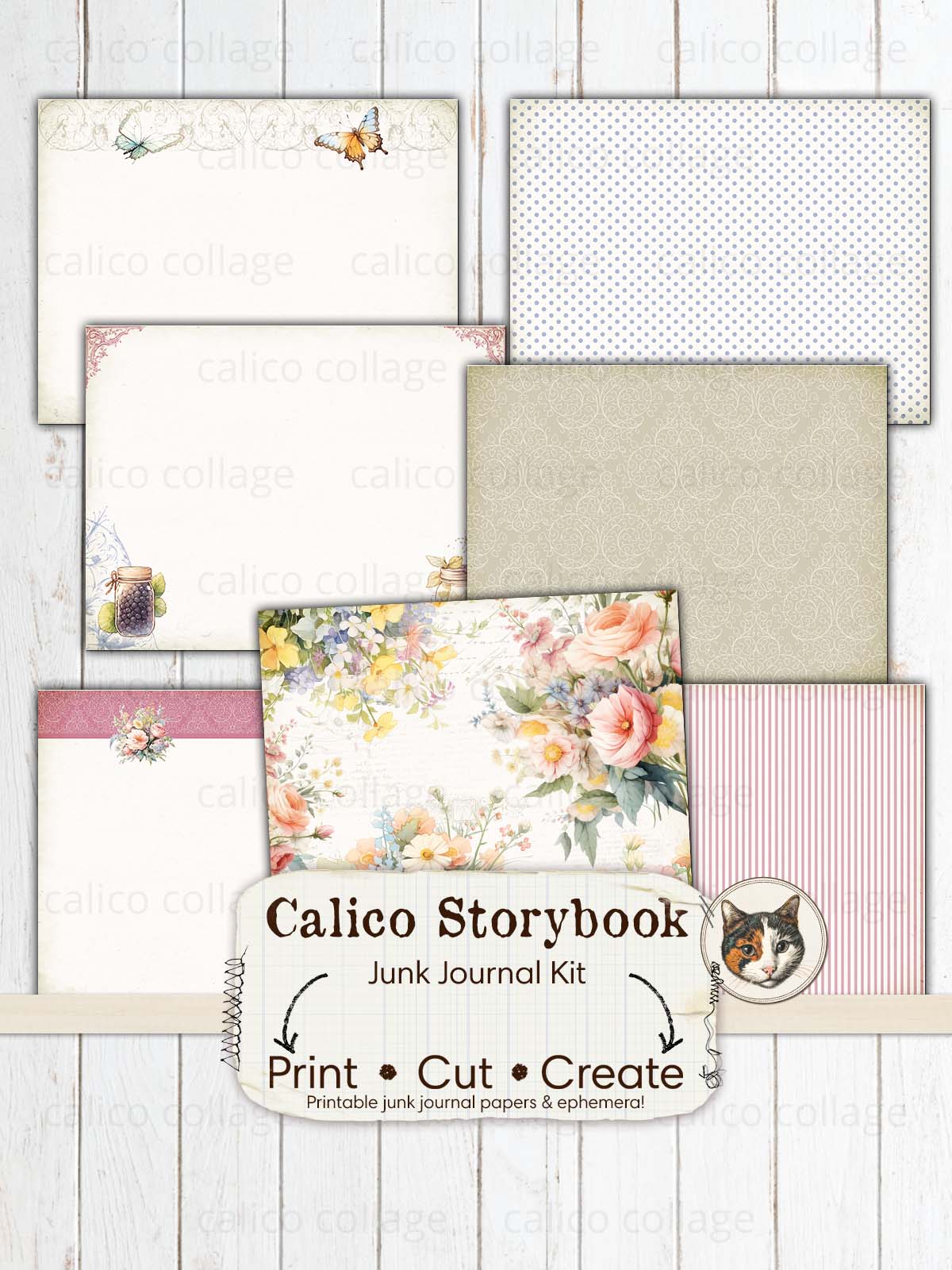 Beatrix Potter Inspired Junk Journal Kit, Calico Storybook