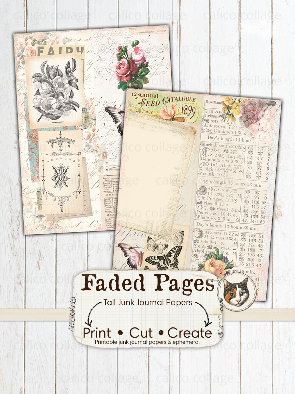 Tall Junk Journal Papers, Antique Papers