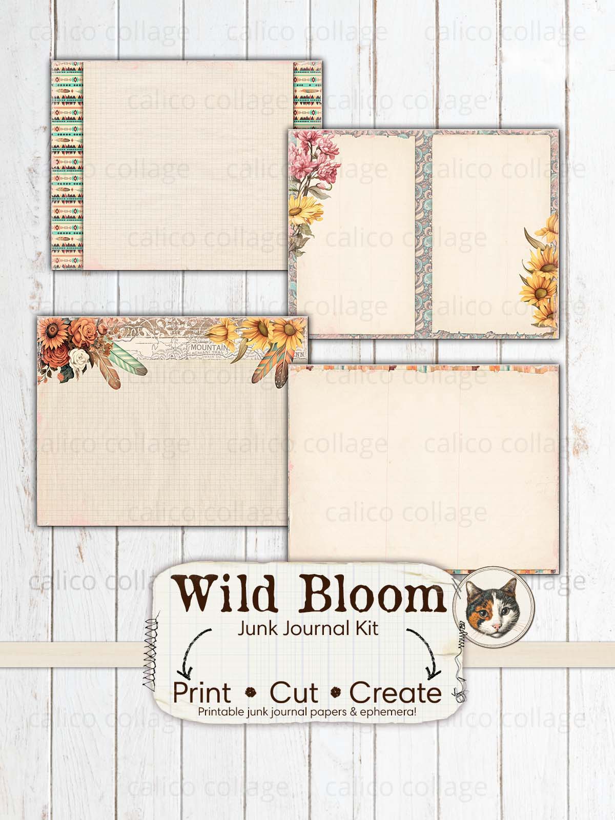 Bohemian Junk Journal Kit, Boho Ephemera