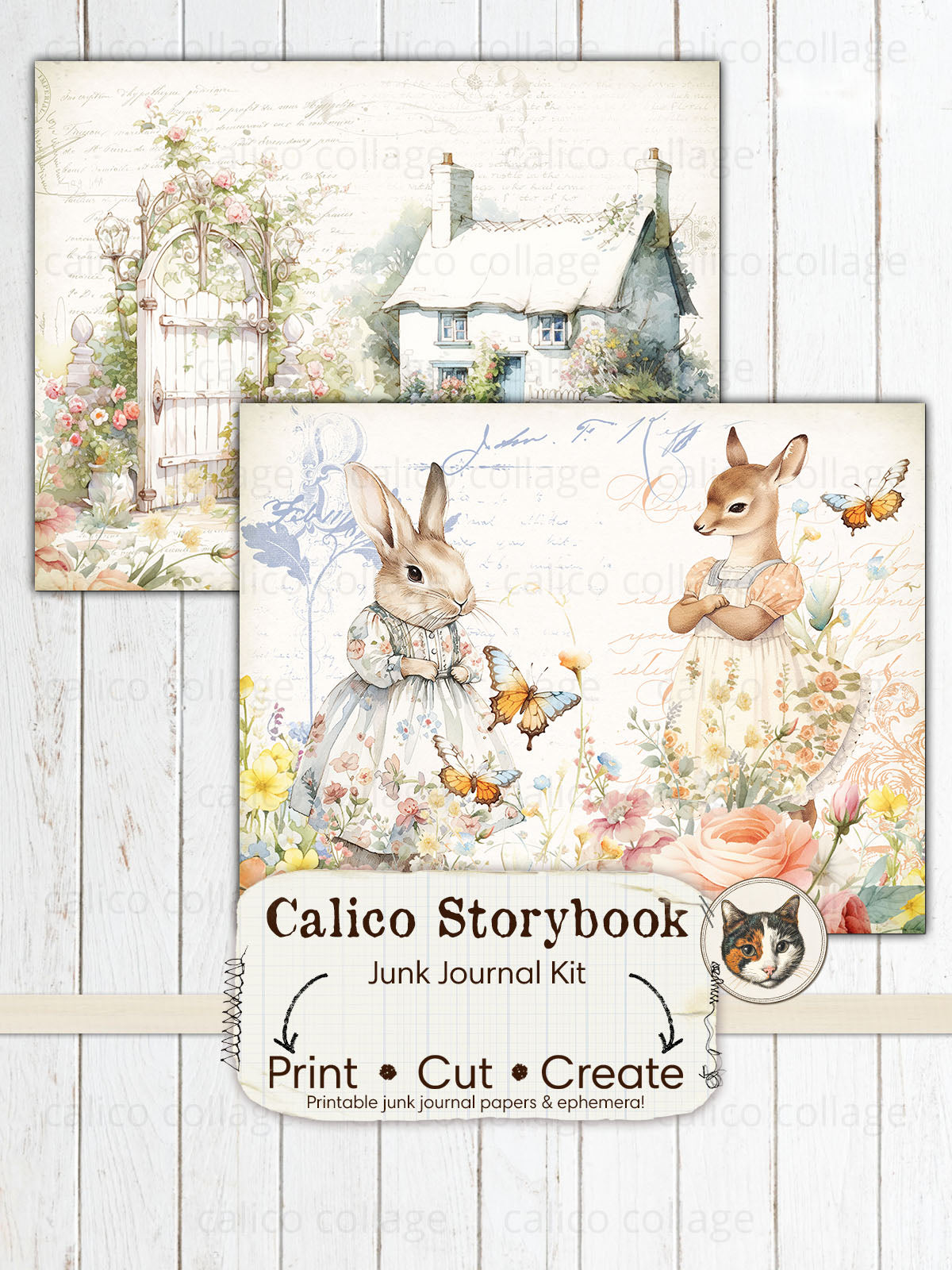 Beatrix Potter Inspired Junk Journal Kit, Calico Storybook