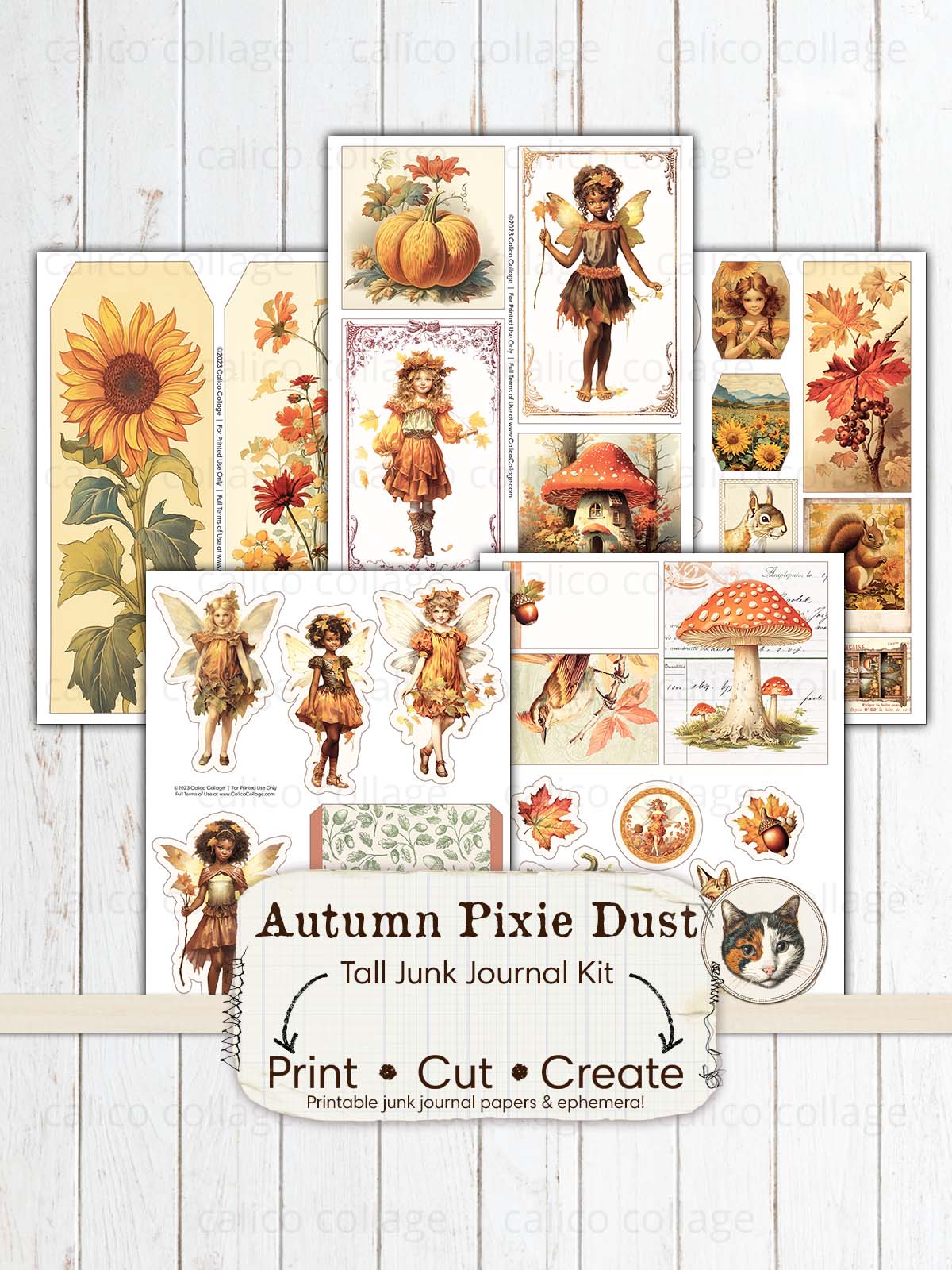Autumn Fairy Junk Journal Kit, Fall Ephemera