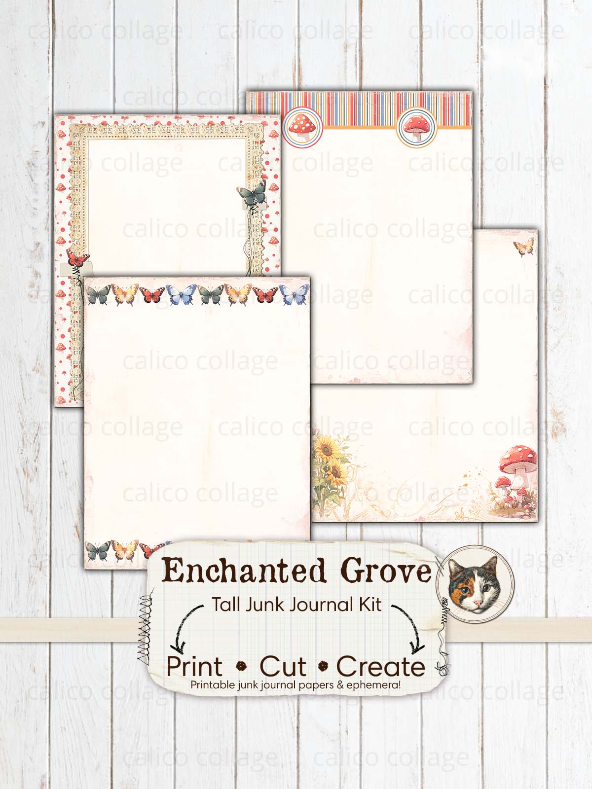 Gnome Junk Journal Kit, Cottagecore Ephemera