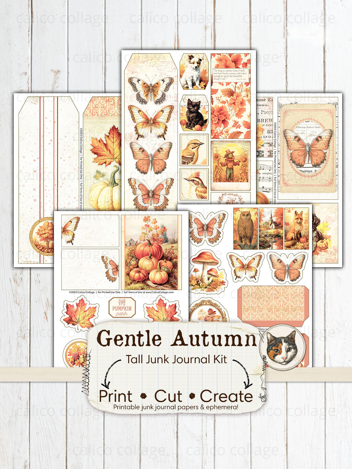 Autumn Ephemera Tall Junk Journal Kit, Fall Ephemera