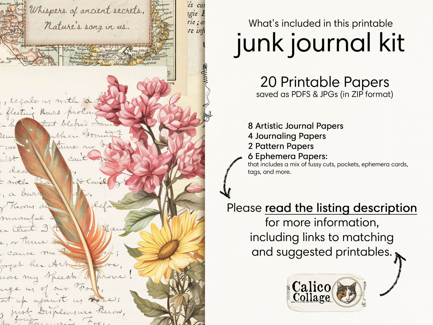 Bohemian Junk Journal Kit, Boho Ephemera