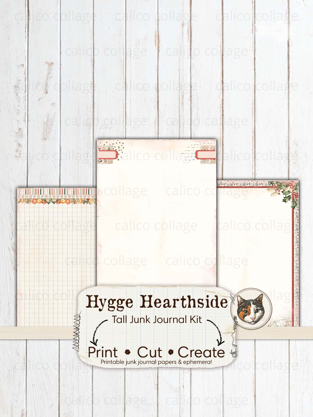 Christmas Tall Junk Journal Kit, Hygge Christmas Ephemera