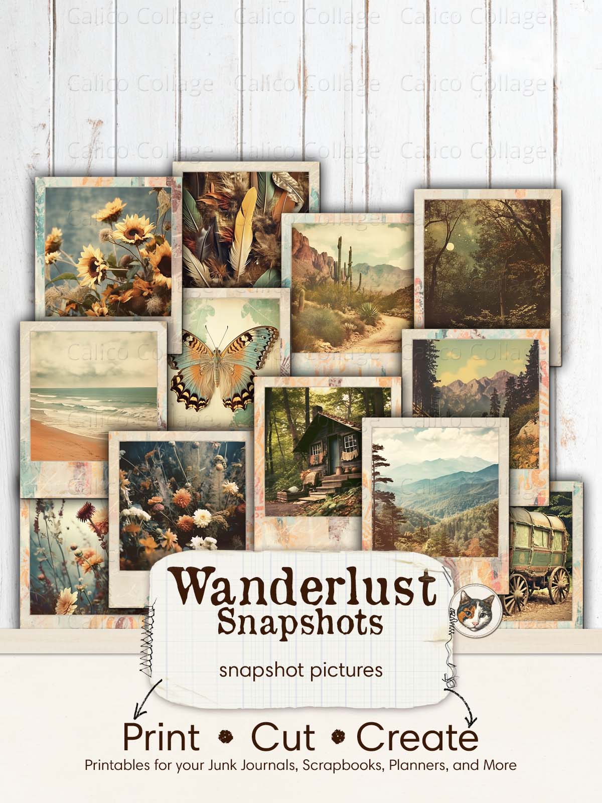 Boho Ephemera for Junk Journals, Hippie Snapshots, Printable Photographs