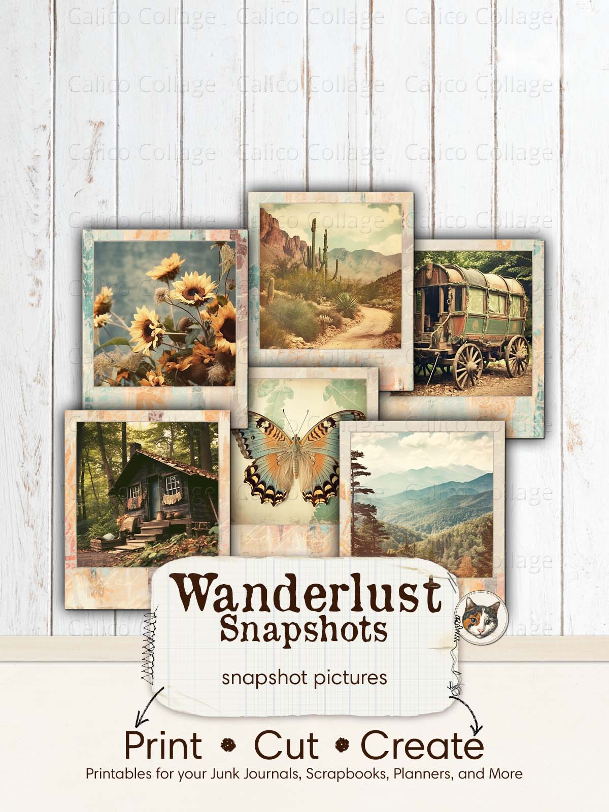 Boho Ephemera for Junk Journals, Hippie Snapshots, Printable Photographs