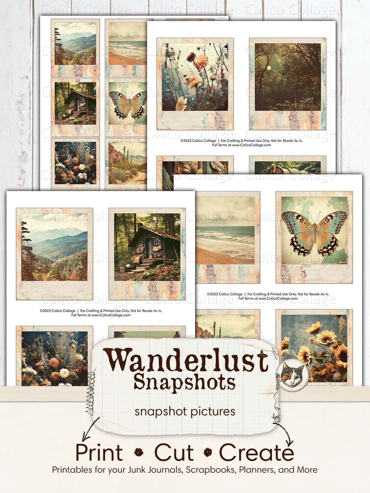Boho Ephemera for Junk Journals, Hippie Snapshots, Printable Photographs