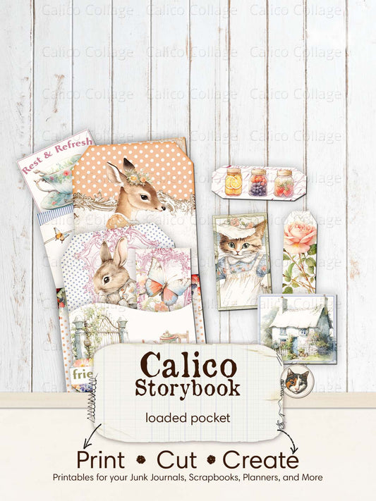 Beatrix Potter Inspired Loaded Pocket, Peter Rabbit Junk Journal Kit