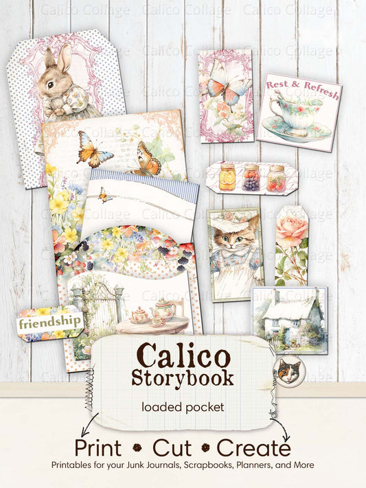 Beatrix Potter Inspired Loaded Pocket, Peter Rabbit Junk Journal Kit