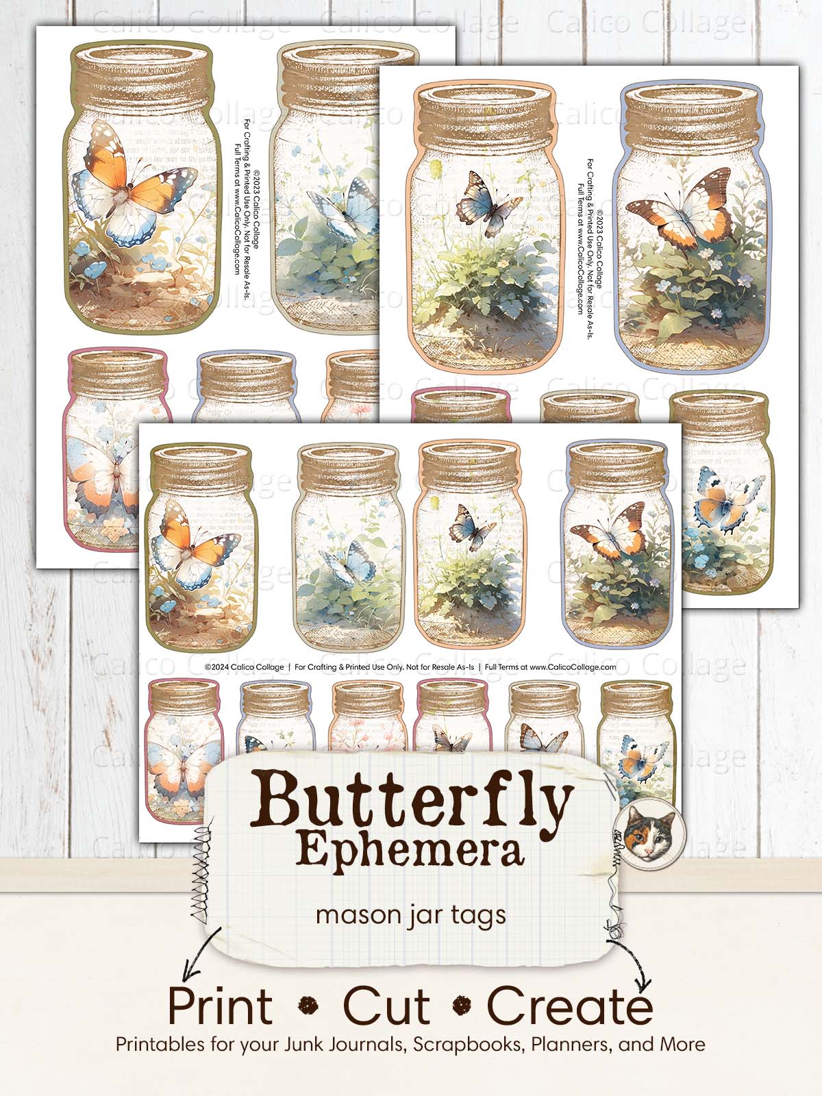 Butterfly Ephemera Mason Jar Tag Printable
