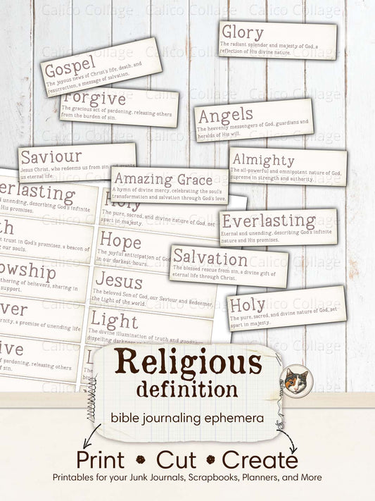 Bible Journaling Ephemera Words, Religious Definitions
