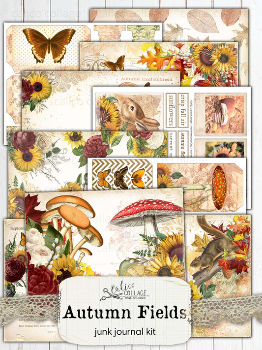 Autumn Junk Journal Printable, Autumn Fields