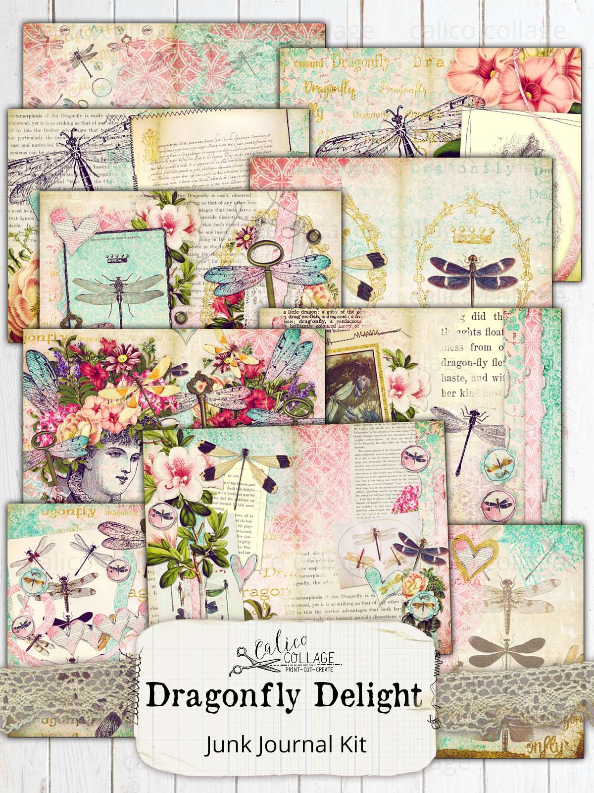 Dragonfly Delight Printable Junk Journal Kit