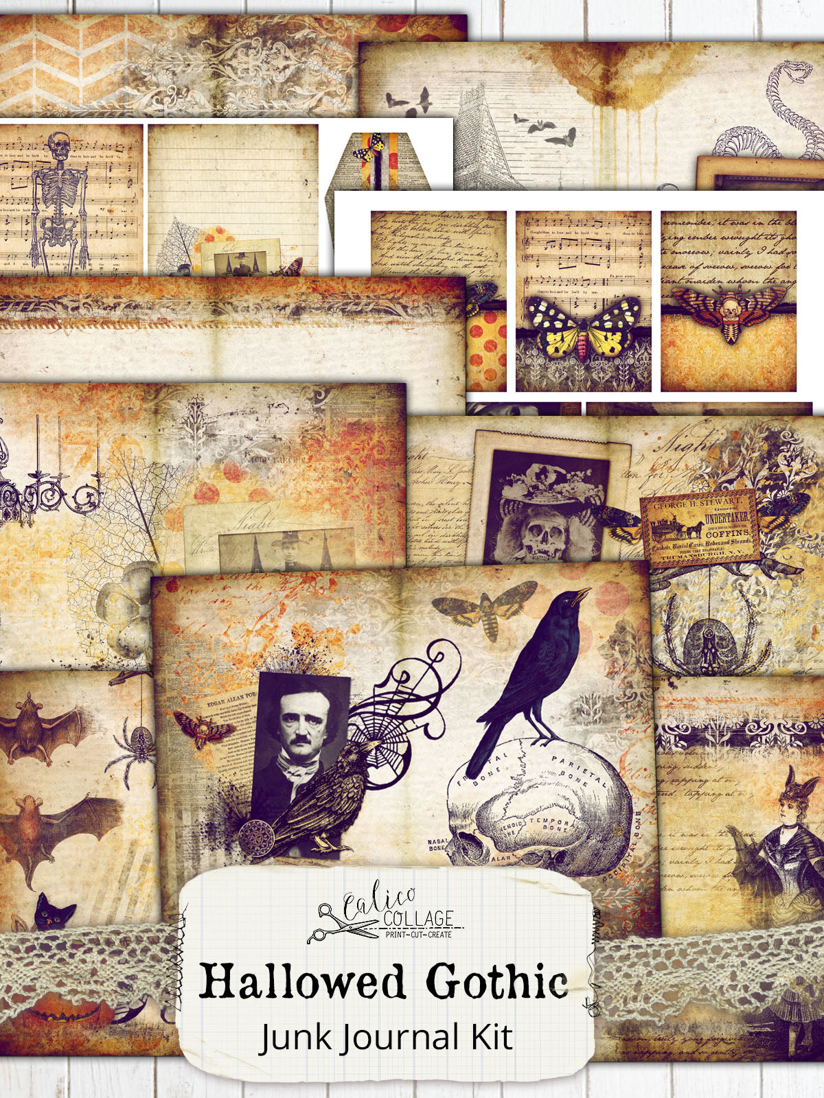 Hallowed Gothic Printable Junk Journal Kit – CalicoCollage