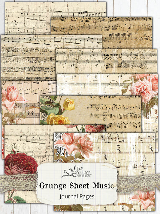Grunge Sheet Music Junk Journal Papers