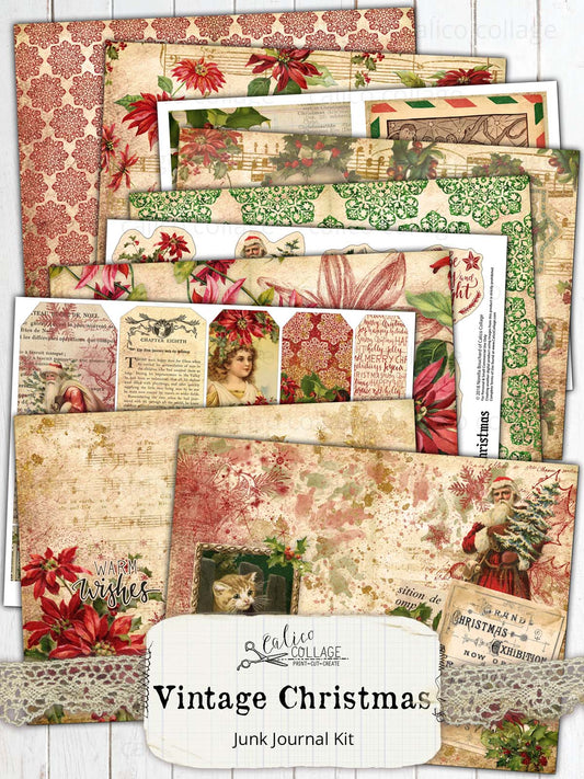Vintage Christmas Printable Junk Journal Kit