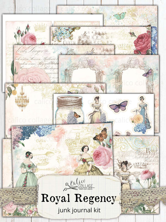 Royal Regency Junk Journal Kit, Printable Journal Supplies