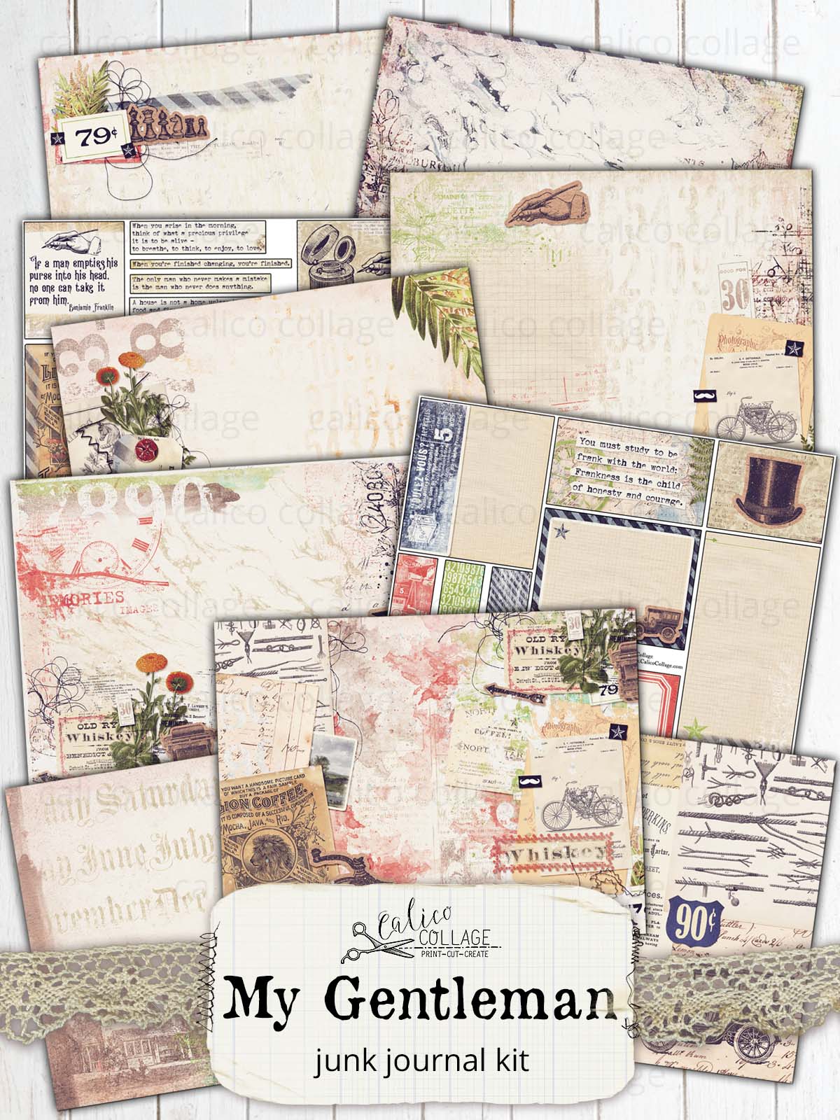Masculine Printable Junk Journal Kit