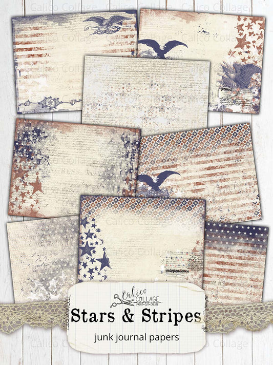 Stars & Stripes Junk Journal Papers
