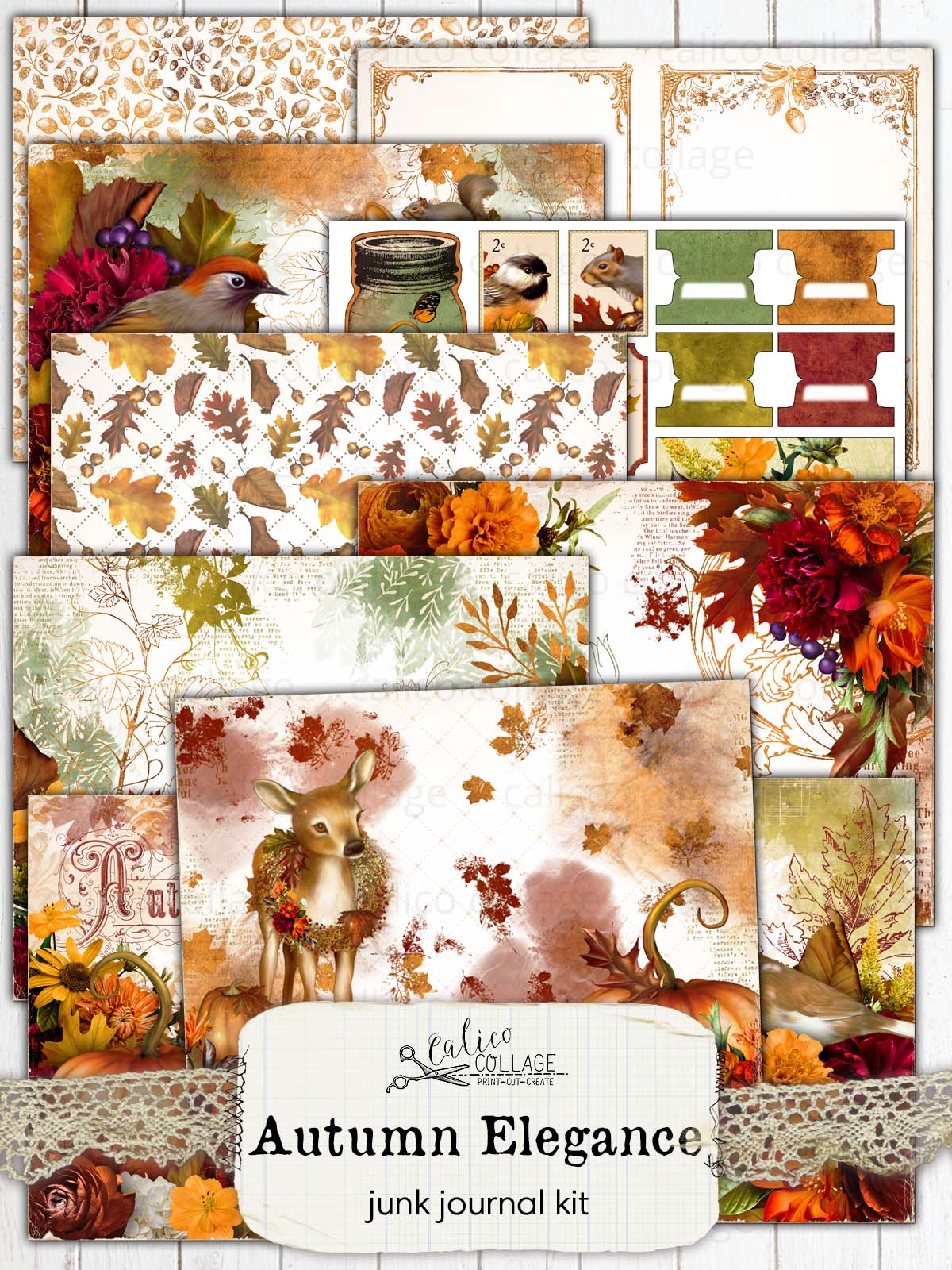 Autumn Junk Journal Printable, Junk Journal Kit – CalicoCollage