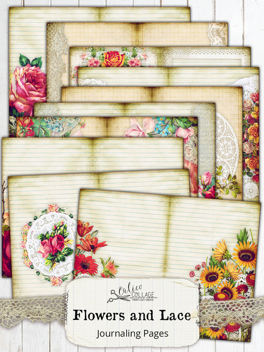 Flowers And Lace Junk Journal Papers