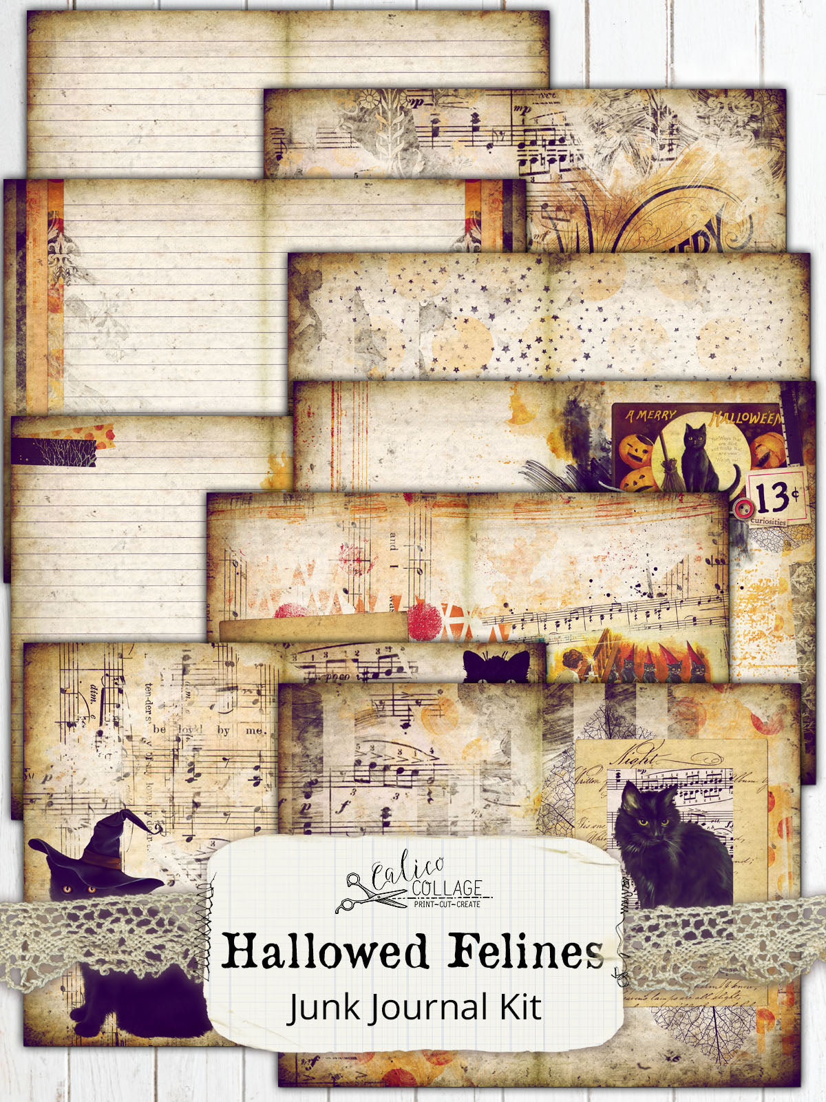 Hallowed Felines Printable Junk Journal Kit
