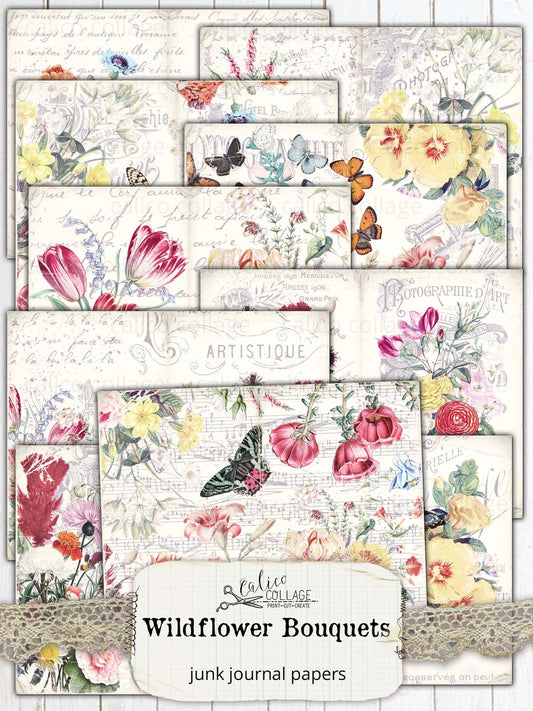 Junk Journal Papers, Wildflowers