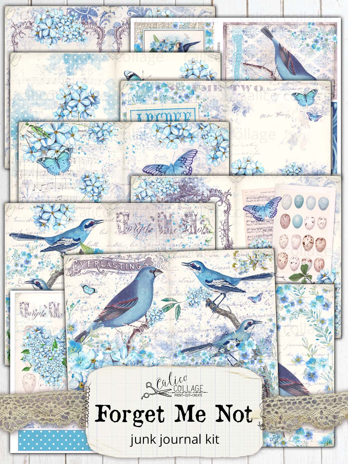 Forget Me Not Junk Journal Kit