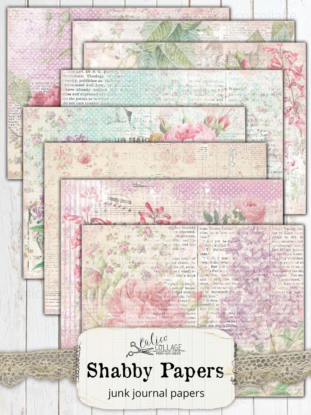 Shabby Winter Crafting, Craft Papers, Digital Paper Pack, Scrapbooking  Paper, Vintage Paper, Junk Journal Paper