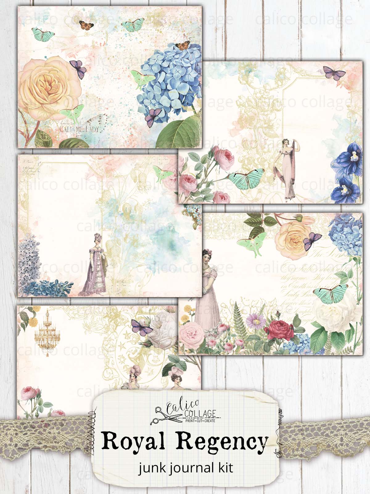 Royal Regency Junk Journal Kit, Printable Journal Supplies