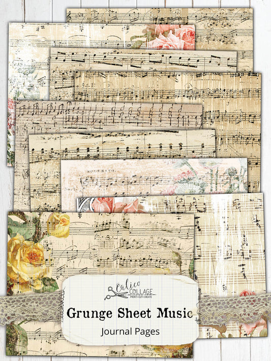 Grunge Sheet Music Junk Journal Papers