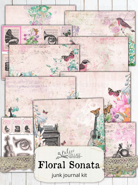 Music Junk Journal Kit, Floral Sonata