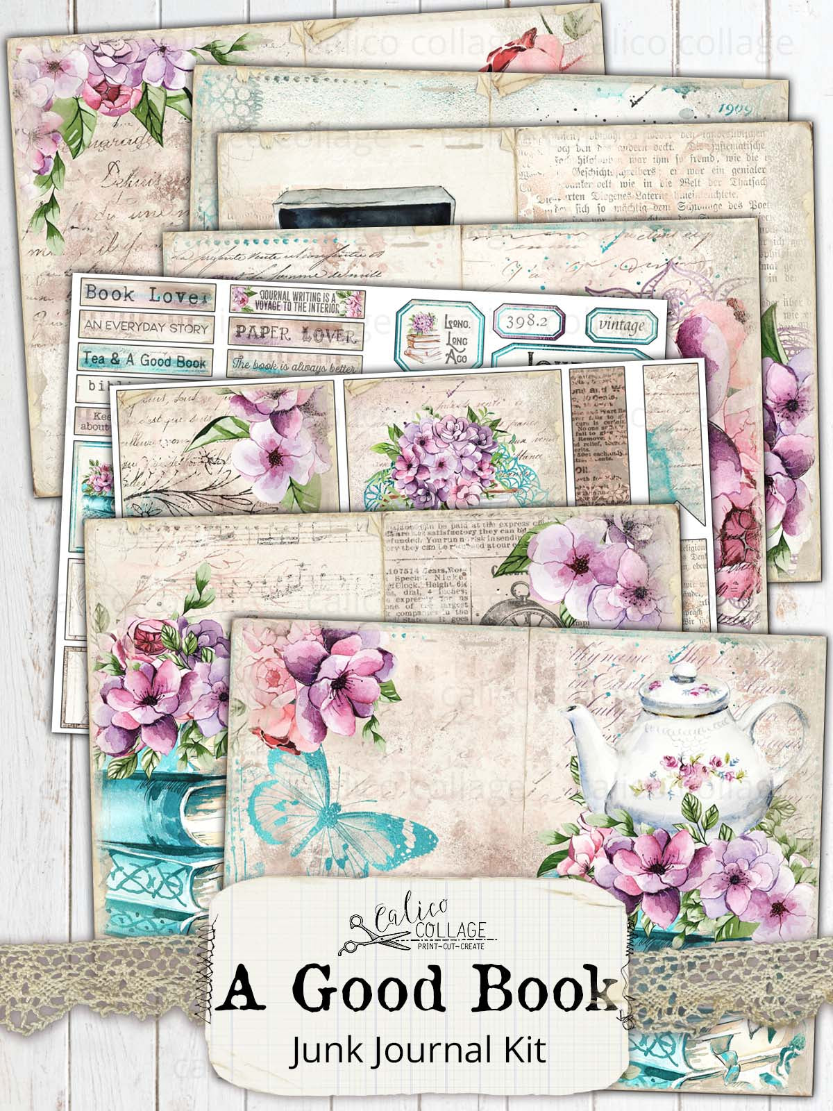 A Good Book Junk Journal Kit, Junk Journal Printable