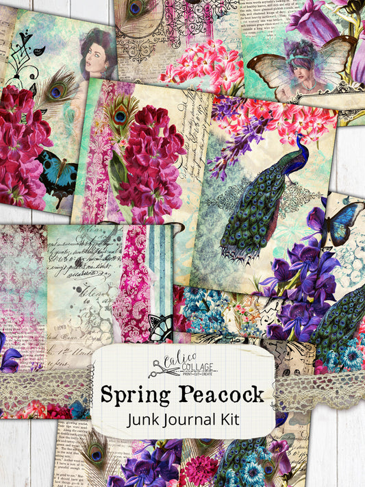 Spring Peacock Junk Journal Kit
