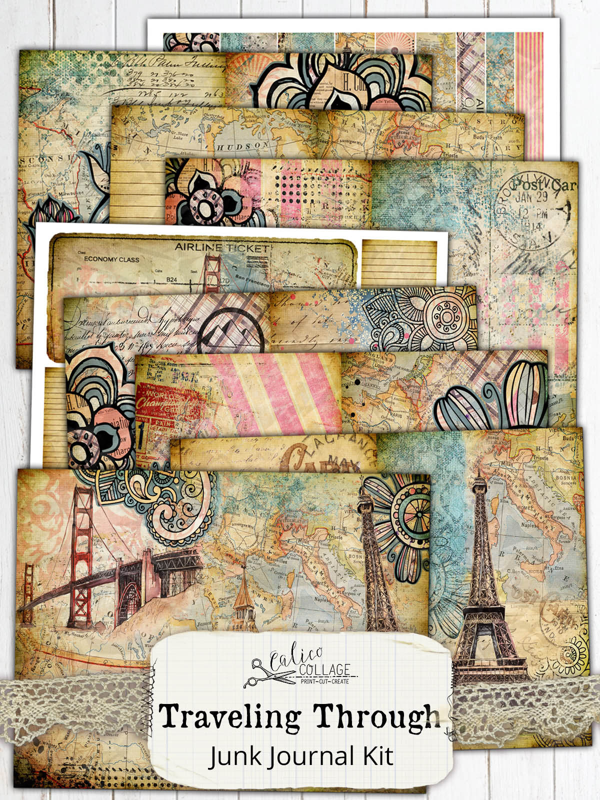 Travel Journal Scrapbooking Kit Travel Ephemera Vintage Paper Pack Maps  Inspiration Kit Travel Collage Craft Pack 