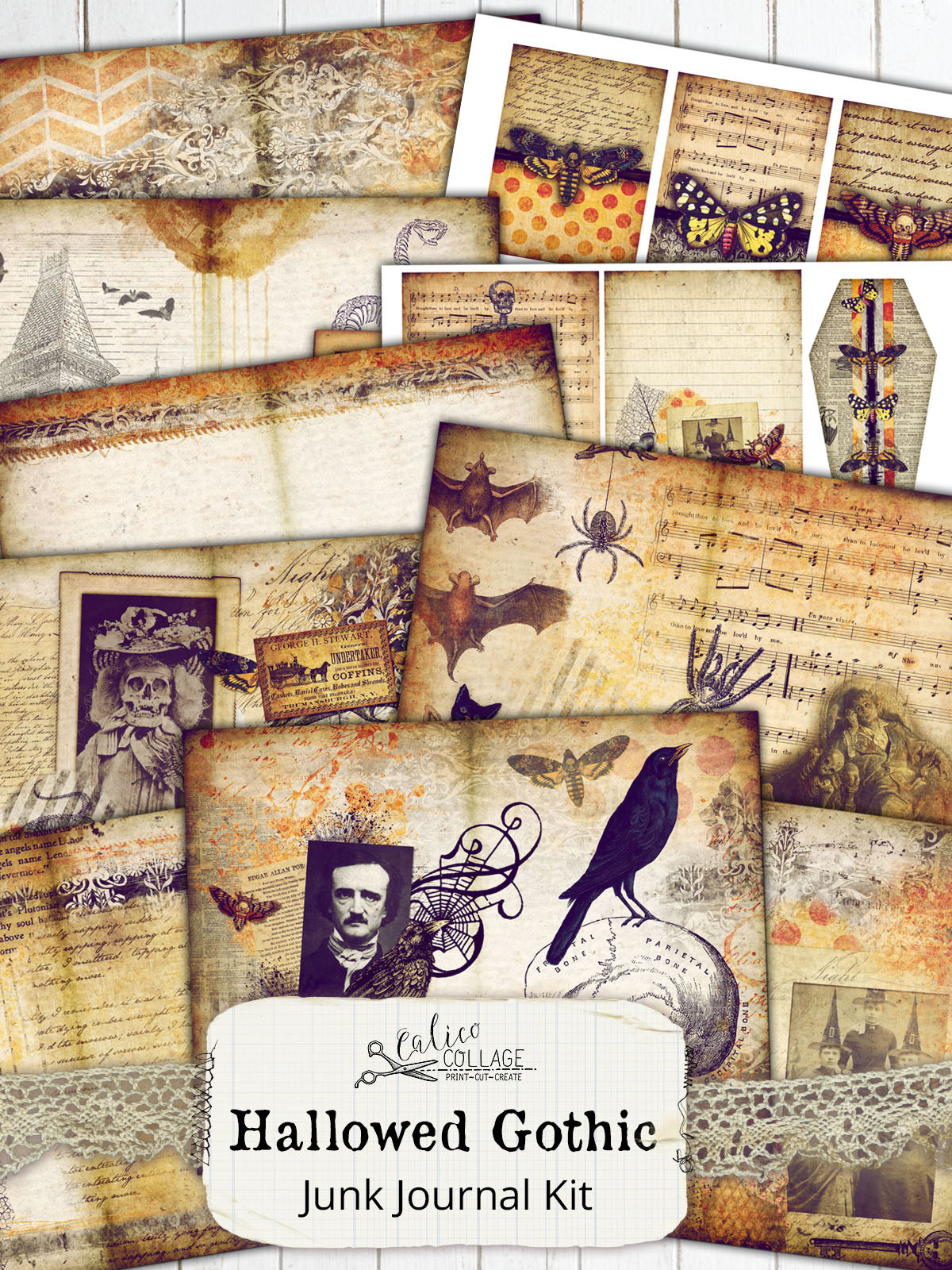 Hallowed Gothic Printable Junk Journal Kit